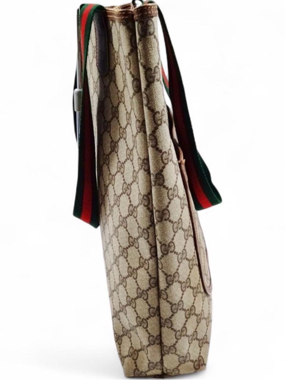 🔝Gucci brown canvas tote bag with red & green webbing straps - Picture 5 of 10